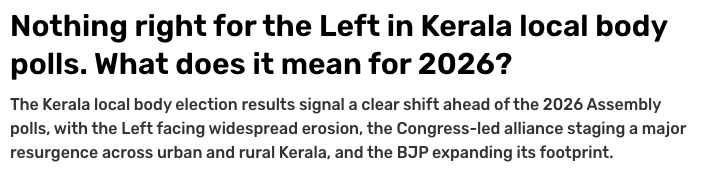 Headline: Nothing right for the Left in Kerala local body polls